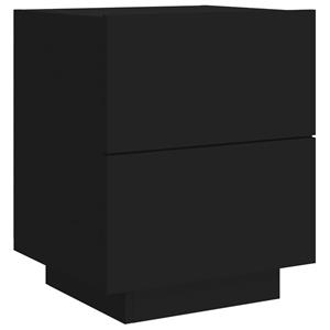 vidaXL Nachtkastje met LED-verlichting bewerkt hout zwart