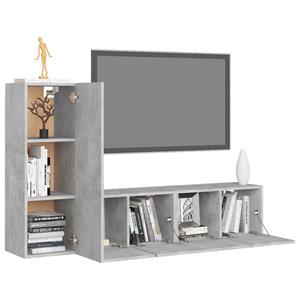 vidaXL 3-delige Tv-meubelset spaanplaat betongrijs