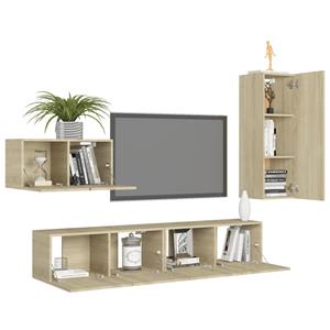 vidaXL Kleiderschrank 4-tlg TV-Schrank-Set Sonoma-Eiche Spanplatte