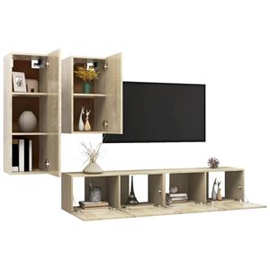 vidaXL Kleiderschrank 4-tlg TV-Schrank-Set Sonoma-Eiche Spanplatte