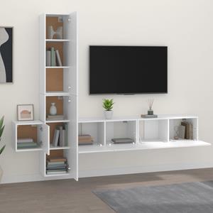 vidaXL TV-Schrank 5-tlg. TV-Schrank-Set Weiß Holzwerkstoff (5-St)