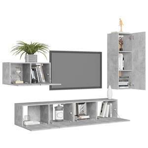 vidaXL Kleiderschrank 4-tlg TV-Schrank-Set Betongrau Spanplatte