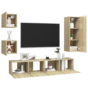 vidaXL TV-Schrank 5-tlg TV-Schrank-Sets Sonoma-Eiche Holzwerkstoff