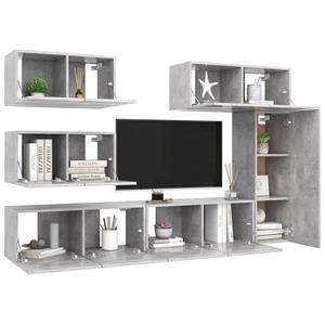 vidaXL TV-Schrank 6-tlg. TV-Schrank-Set Betongrau Holzwerkstoff (6-St)