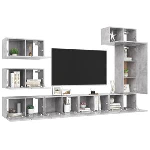 vidaXL TV-Schrank 8-tlg. TV-Schrank-Set Betongrau Holzwerkstoff (8-St)