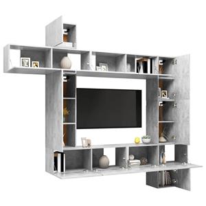 vidaXL TV-Schrank 9-tlg. TV-Schrank-Set Betongrau Holzwerkstoff (9-St)