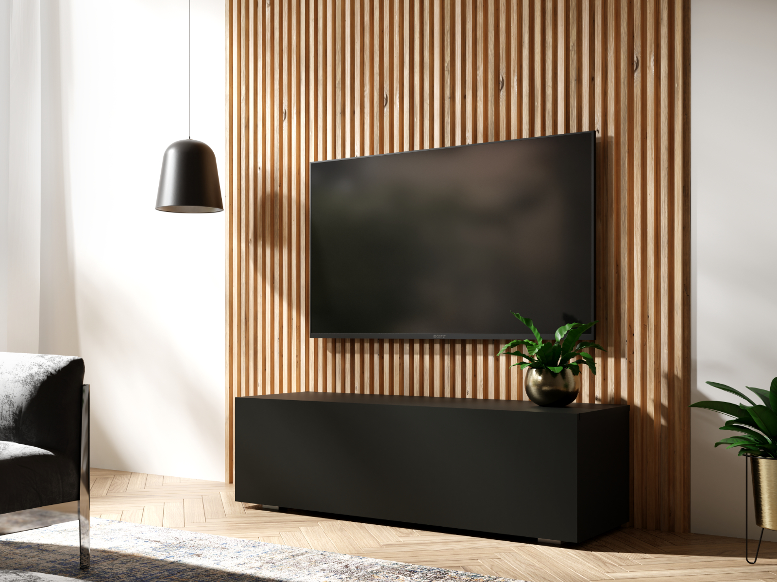 Mobistoxx Tv-meubel KINGSTON 1 klapdeur 105 cm zwart
