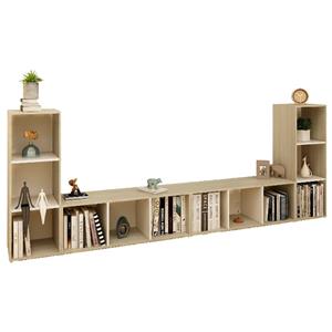 vidaXL TV-Schrank TV-Schränke 4 Stk. Weiß Sonoma-Eiche 107x35x37 cm Holzwerkstoff (4-St)