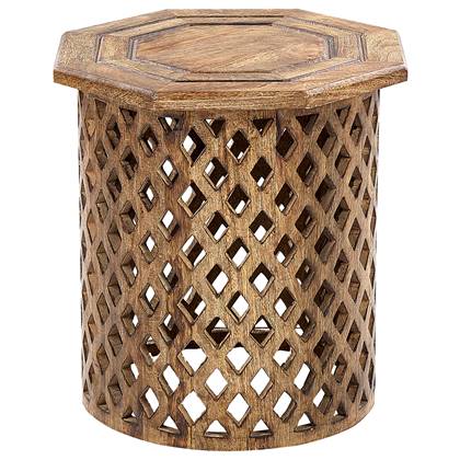 beliani Beistelltisch Braun aus Mangoholz ⌀ 42 cm Rund Achteckige Tischplatte Couchtisch für Wohnzimmer Rustikal Vintage Klassisch - Dunkler Holzfarbton