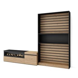 Skraut Home  Meubels Voor Woonkamer, 260x186x35cm, Voor Tv's Tot 65:, Elektrische Haard