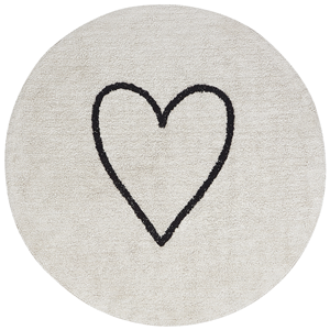 BELIANI Vloerkleed katoen beige/zwart ⌀ 140 cm HEART