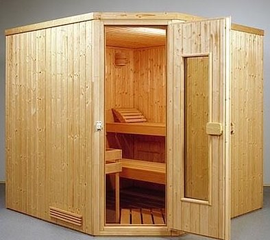 Elementen sauna Classic 8,  hoek, 201 x 139 x 198 cm.