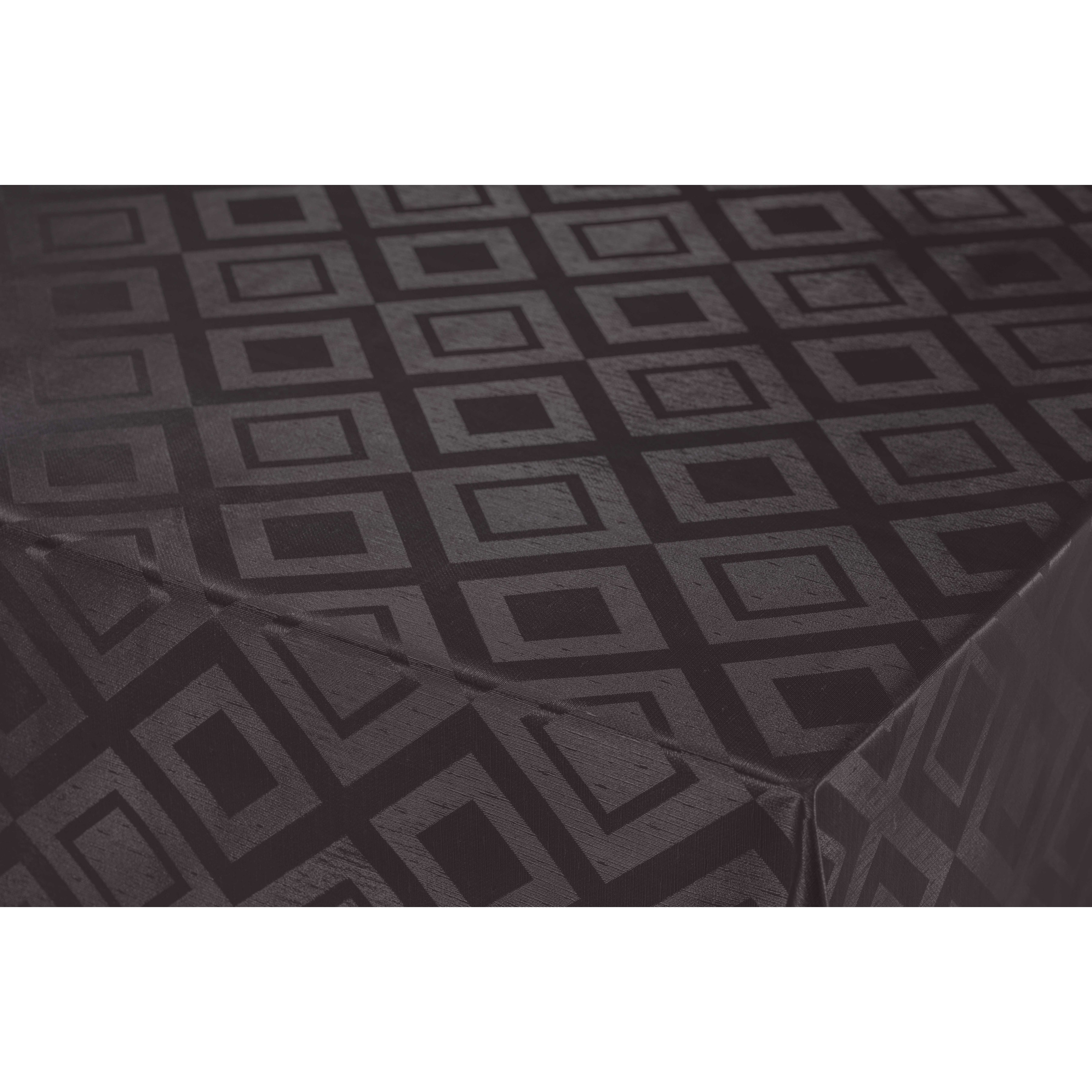 Bellatio Design Tafelzeil/tafelkleed Damast zwarte ruiten print x 250 cm -