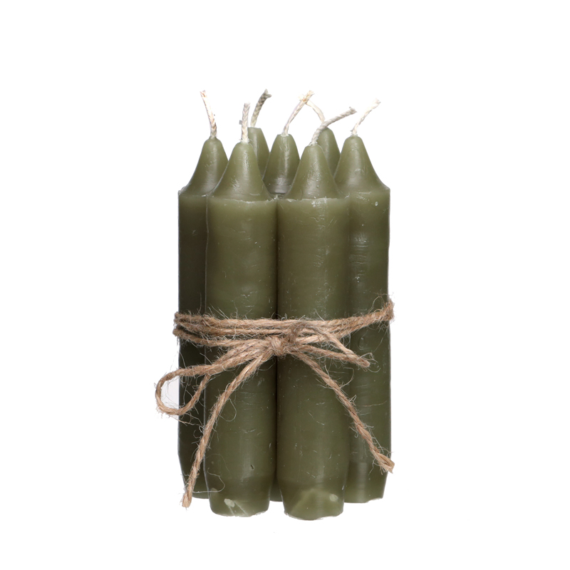 Hortus Diner kaarsen set 7 stuks H. 11 cm mos groen - 