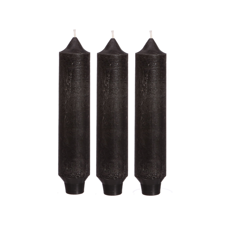 Hortus Palermo kaarsen set 3 stuks dia. 3.5 x H 17 cm zwart - 