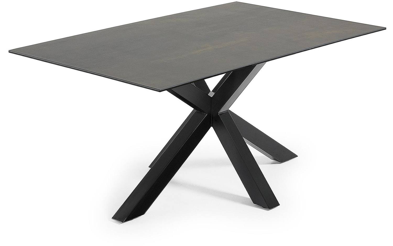 Kave Home Argo, Argo tafel 160 cm porselein afwerking iron moss zwart benen (mtk0112)