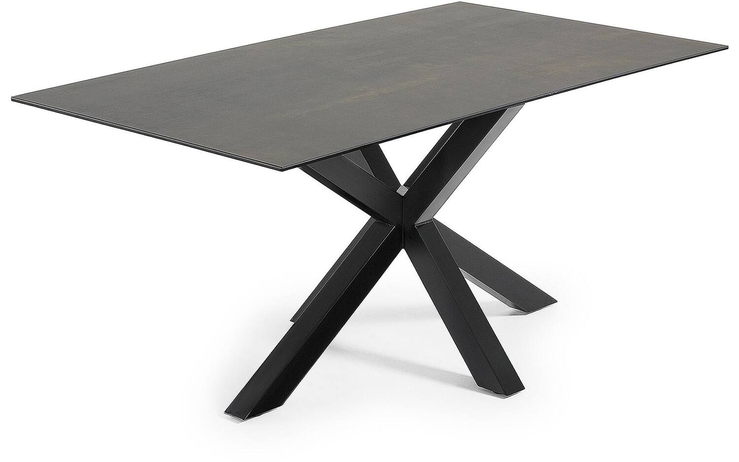 Kave Home Argo, Argo tafel 180 cm porselein afwerking iron moss zwarte benen (mtk0112)