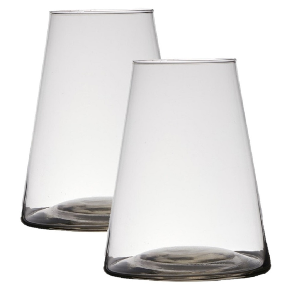 Hakbijl Glass Set van 2x stuks transparante home-basics vaas/vazen van glas 20 x 16 cm Donna -