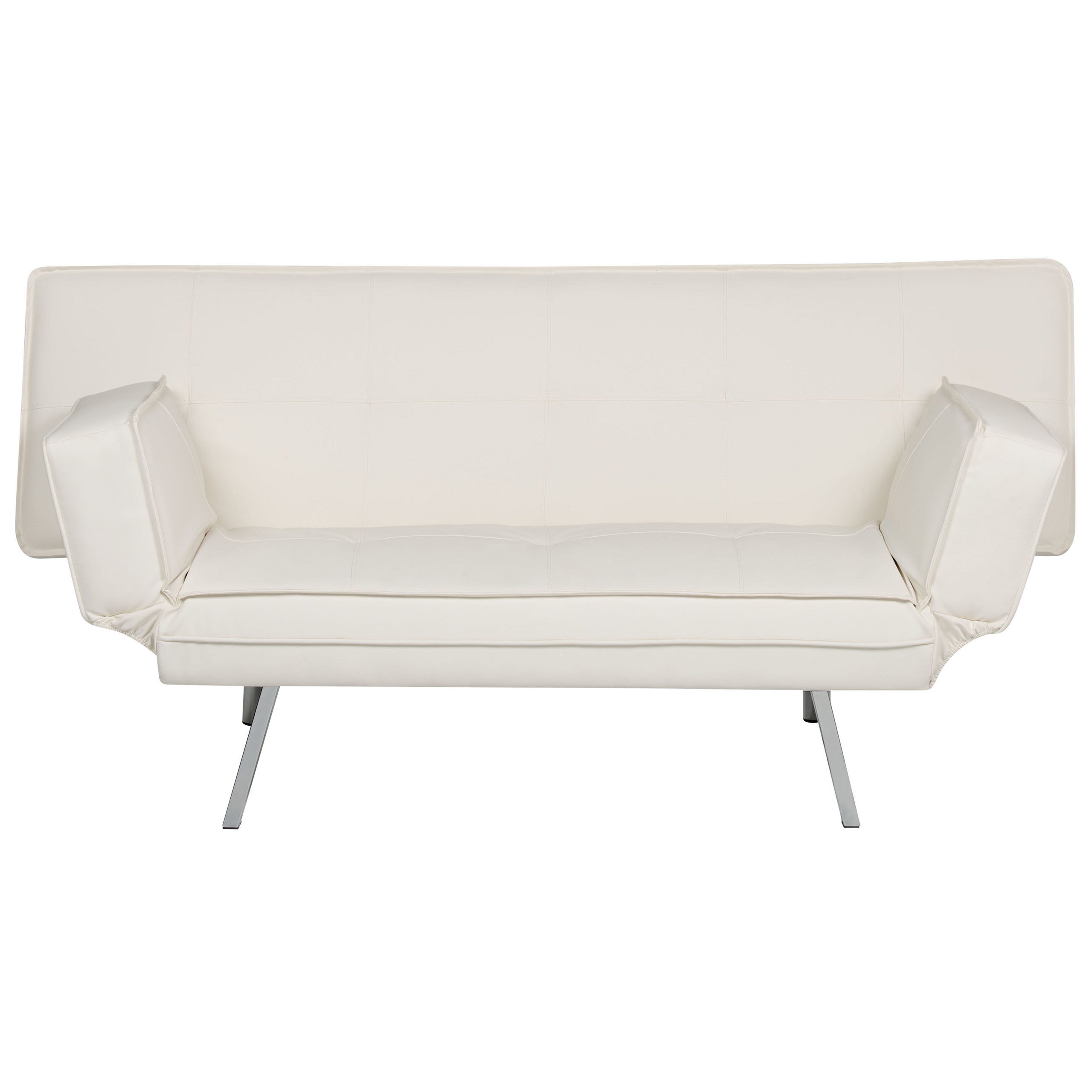 beliani Sofa Weiß 3-Sitzer Schlaffunktion Minimalistisch Wohnzimmer