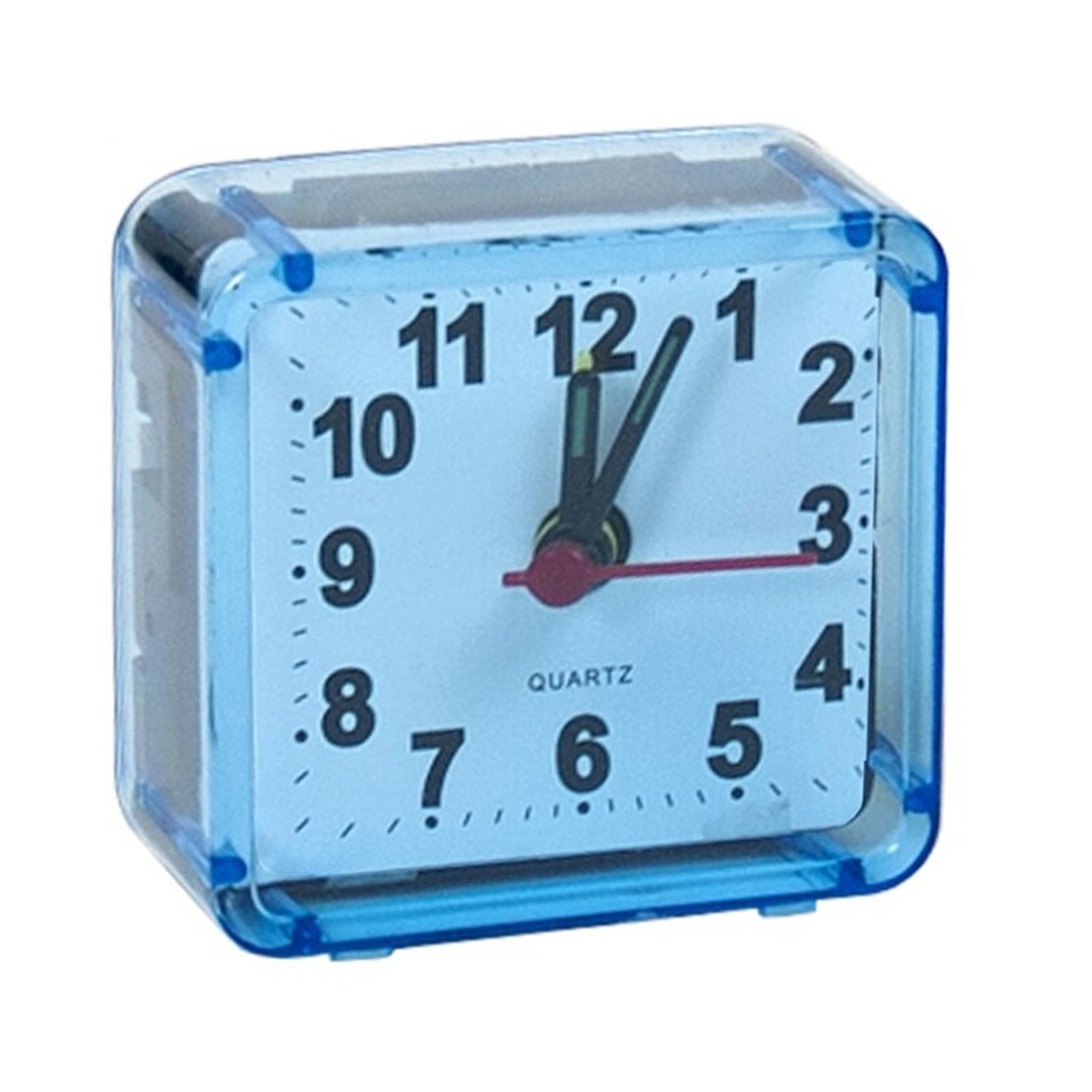 Gerimport Reiswekker/alarmklok analoog - licht blauw - kunststof - 6 x 3 cm - klein model -