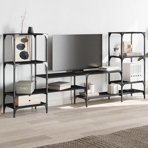 vidaXL Tv-meubel 206,5x28,5x95 cm bewerkt hout zwart