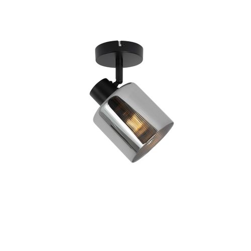 Qazqa - Art Deco Deckenstrahler schwarz mit Rauchglas verstellbar - Laura - Grau