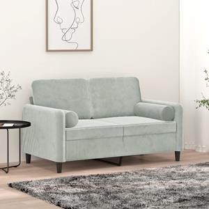 bonnevie 2-Sitzer-Sofa mit Zierkissen Hellgrau 120 cm Samt vidaXL235621