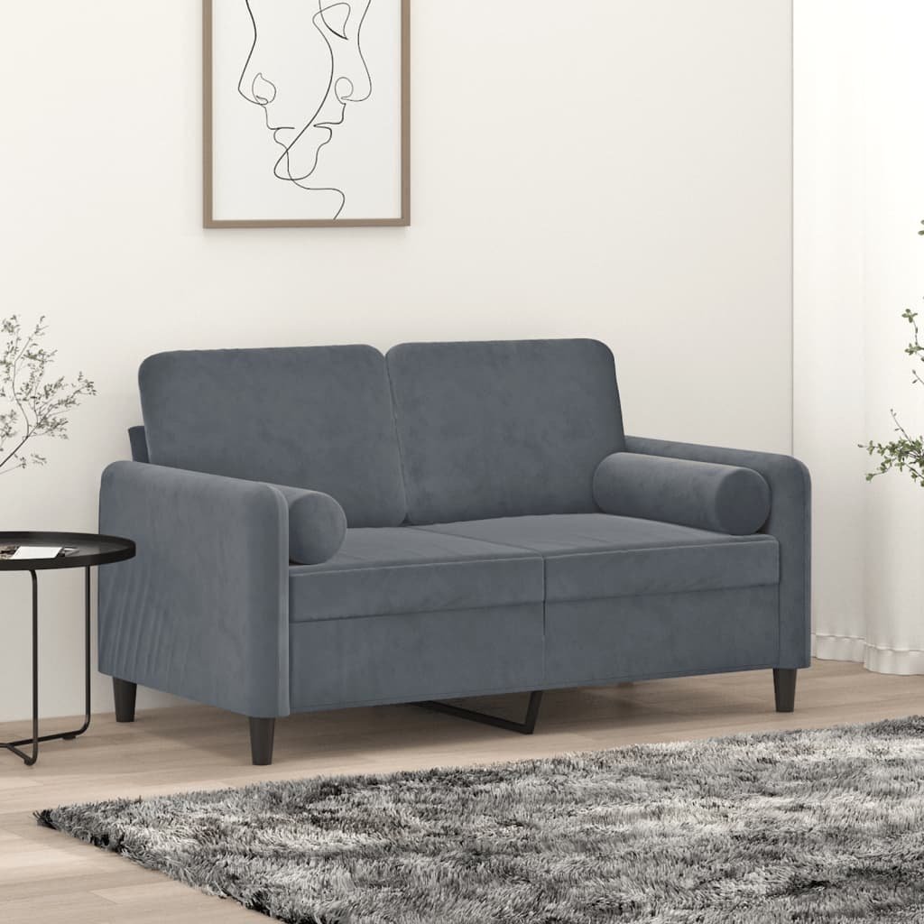 bonnevie 2-Sitzer-Sofa mit Zierkissen Dunkelgrau 120 cm Samt vidaXL738035