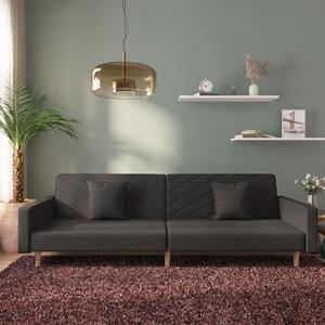 vidaXL Sofa Schlafsofa 2-Sitzer mit 2 Kissen Schwarz Stoff