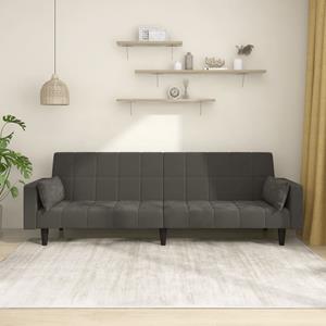 vidaXL Sofa Schlafsofa 2-Sitzer mit 2 Kissen Dunkelgrau Samt