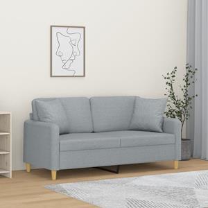 vidaXL Sofa 2-Sitzer-Sofa mit Zierkissen Hellgrau 140 cm Stoff