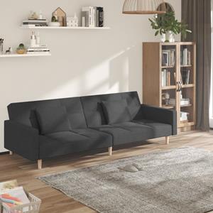 vidaXL Sofa Schlafsofa 2-Sitzer mit 2 Kissen Dunkelgrau Stoff