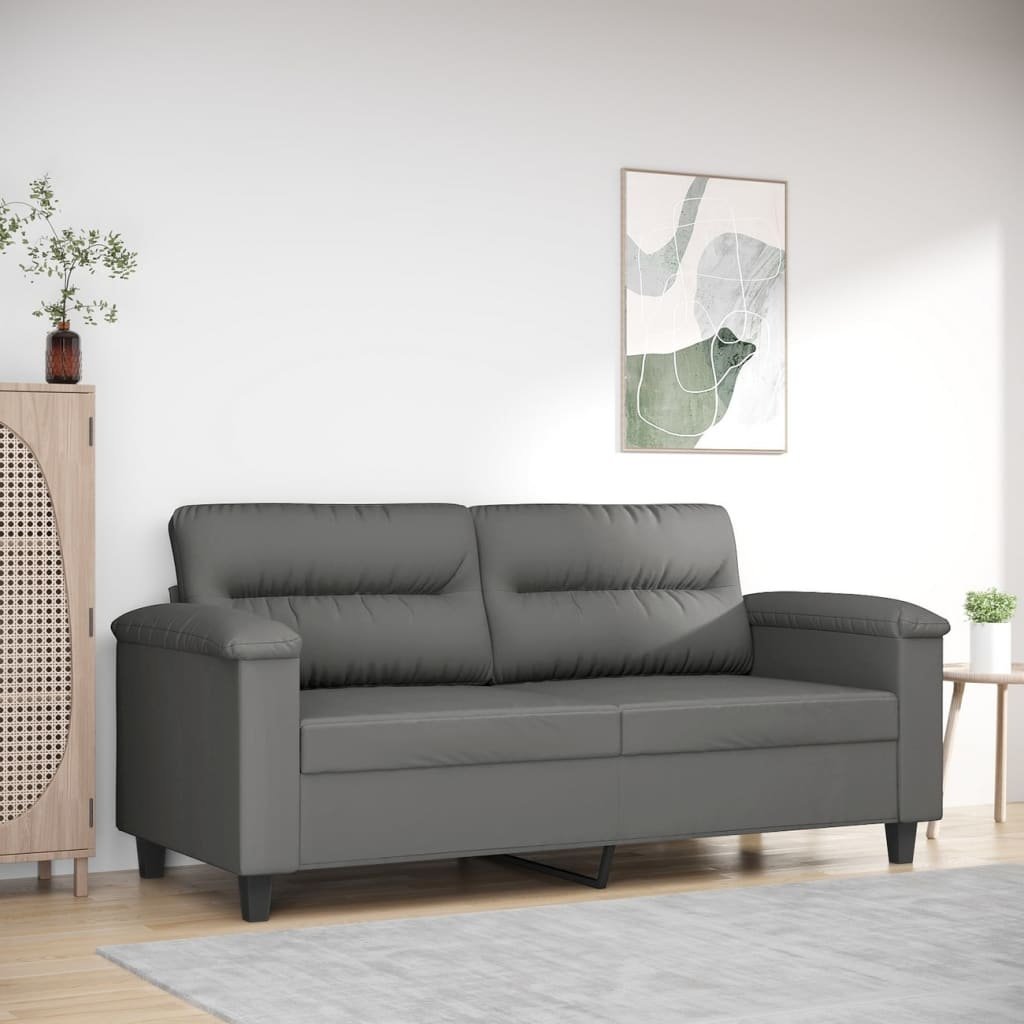 vidaXL Sofa 2-Sitzer-Sofa Dunkelgrau 140 cm Mikrofasergewebe