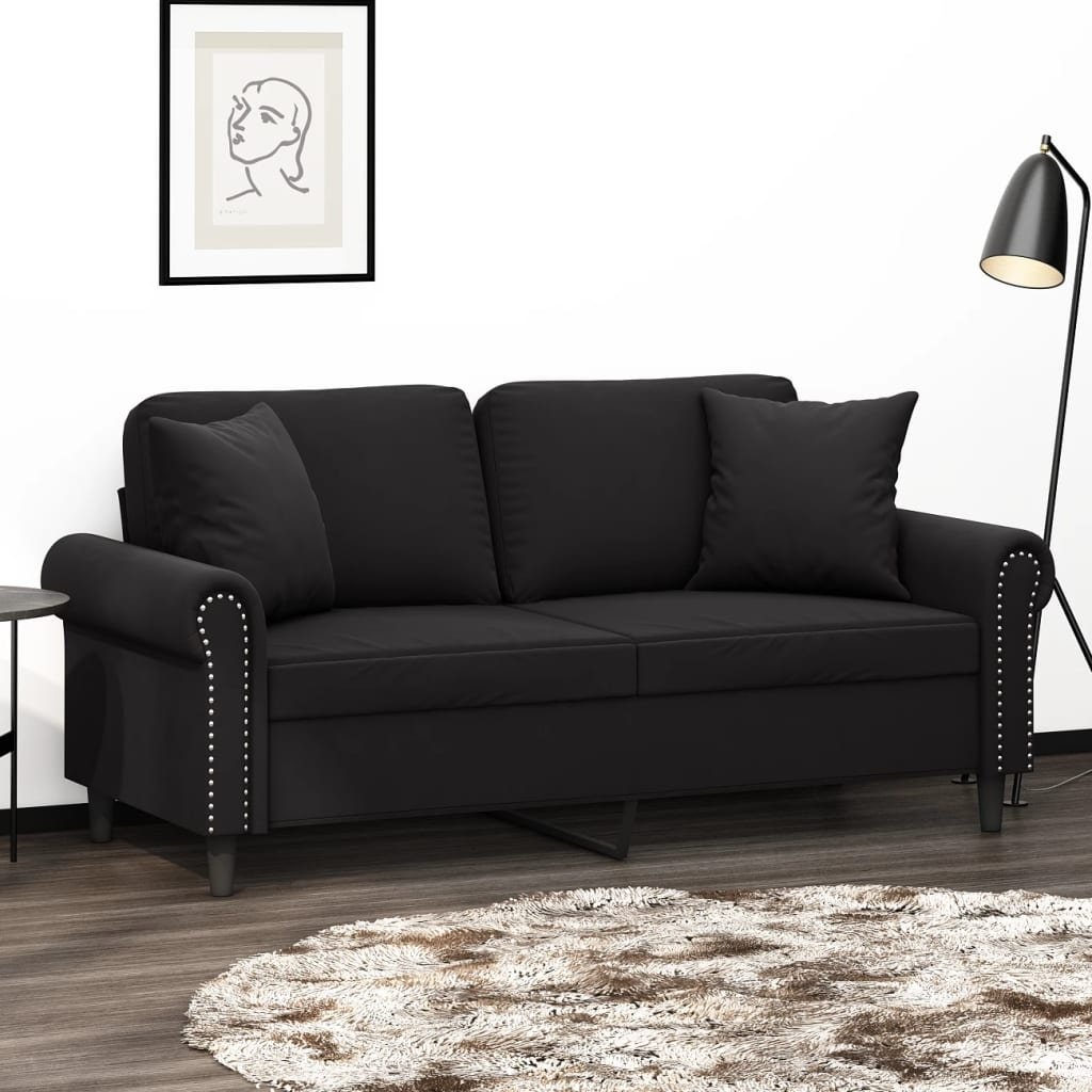 bonnevie 2-Sitzer-Sofa mit Zierkissen Schwarz 140 cm Samt vidaXL298915