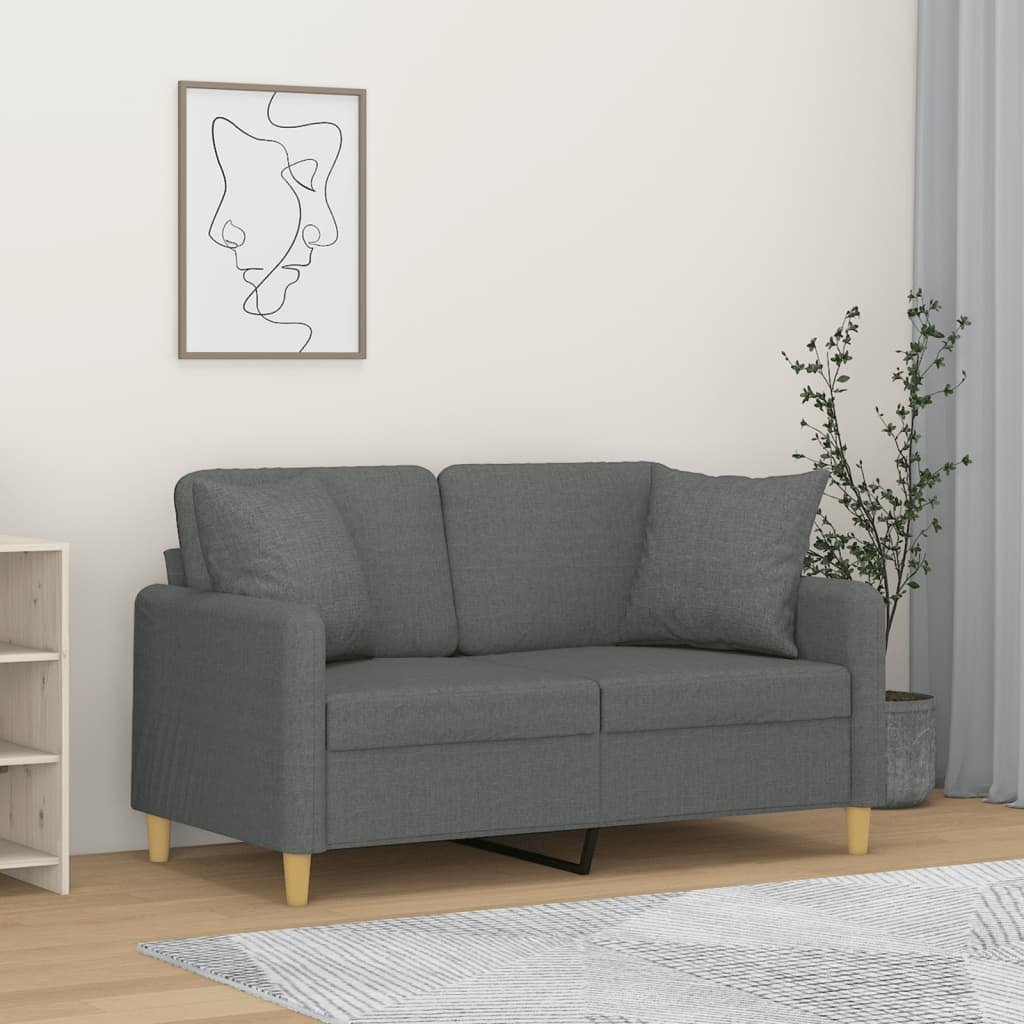 bonnevie 2-Sitzer-Sofa mit Zierkissen Dunkelgrau 120 cm Stoff vidaXL23203