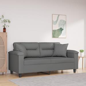 vidaXL Sofa 2-Sitzer-Sofa mit Kissen Dunkelgrau 140 cm Mikrofasergewebe