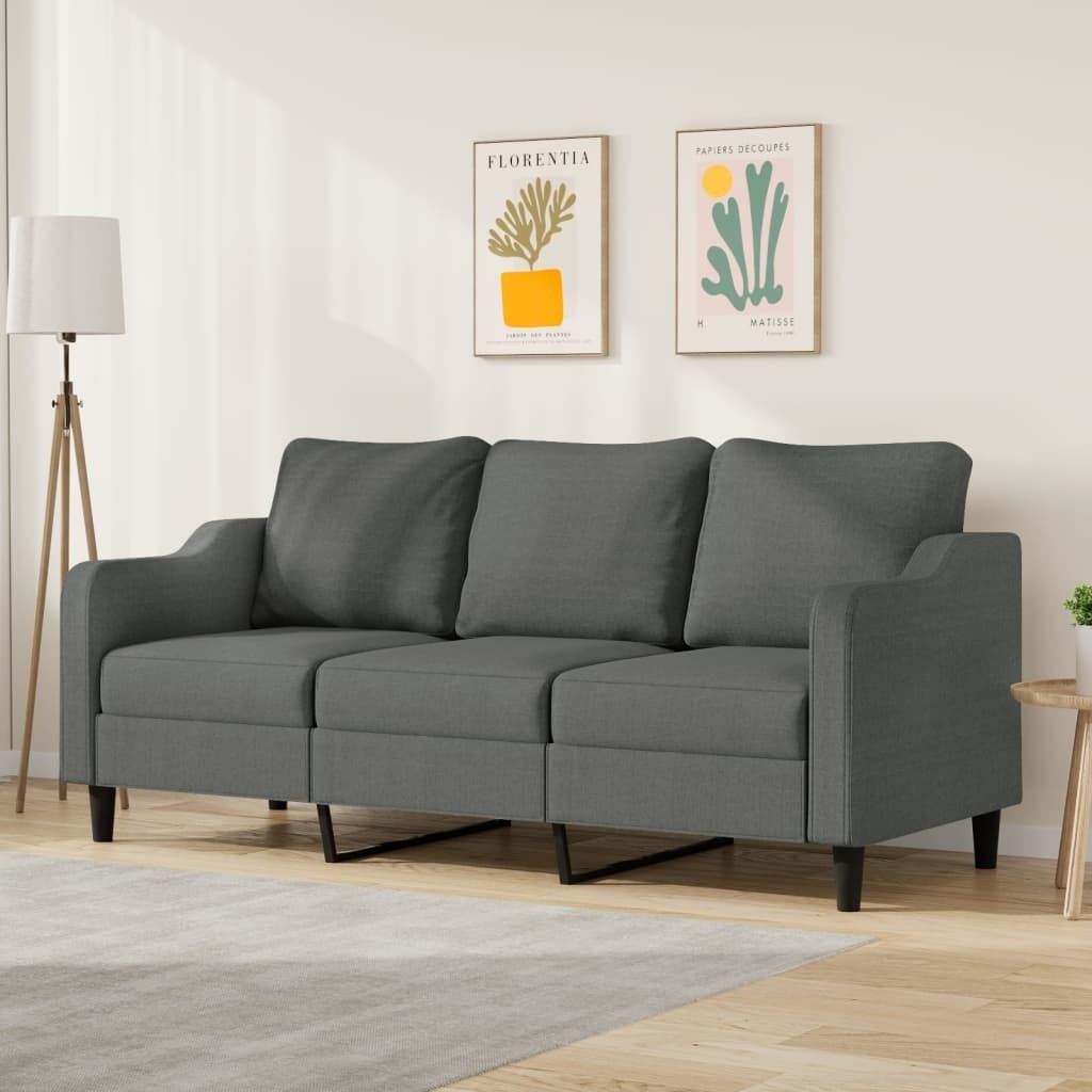 vidaXL Sofa 3-Sitzer-Sofa Dunkelgrau 180 cm Stoff