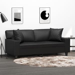 bonnevie 2-Sitzer-Sofa mit Zierkissen Schwarz 140 cm Kunstleder vidaXL88261