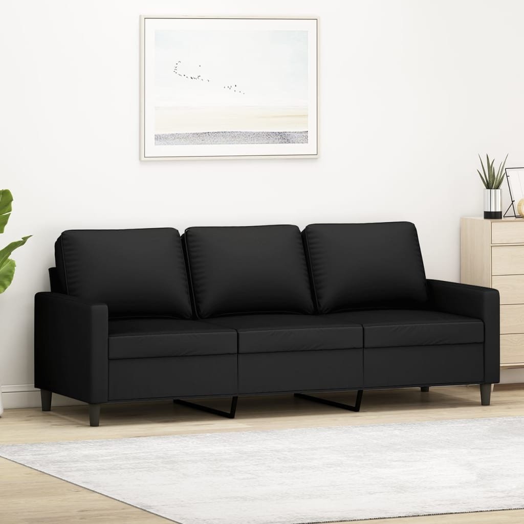 vidaXL Sofa 3-Sitzer-Sofa Schwarz 180 cm Samt