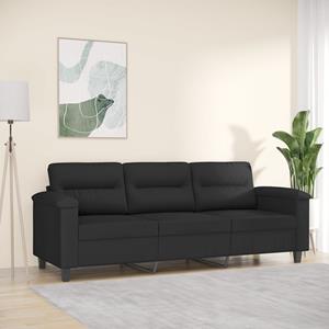 Vida XL Driezitsbank 180 cm microvezelstof zwart SKU: 359570