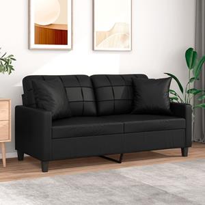 bonnevie 2-Sitzer-Sofa,Sofas gerade mit Zierkissen Schwarz 140 cm Kunstleder vidaXL