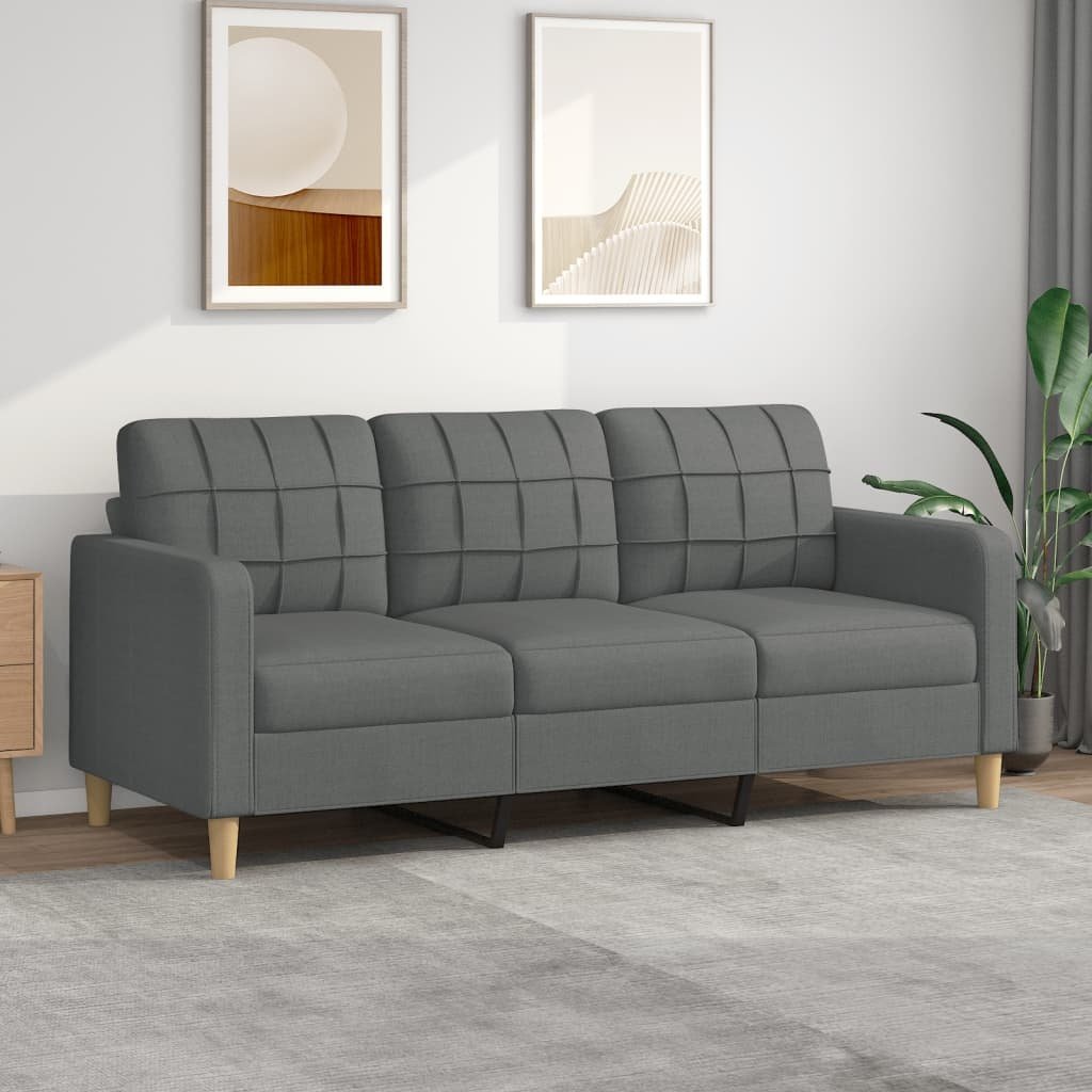 vidaXL Sofa 3-Sitzer-Sofa Couch Dunkelgrau 180 cm Stoff