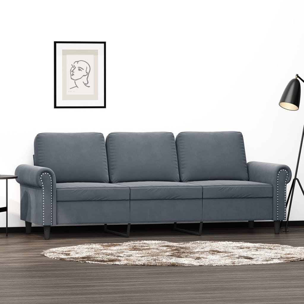 vidaXL Sofa 3-Sitzer-Sofa Dunkelgrau 180 cm Samt