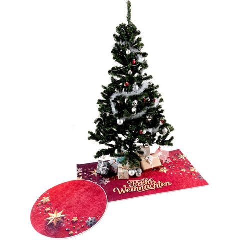 Teppich Christmas 1224, Sehrazat, rechteckig, Höhe: 5 mm, Weihnachten, waschbar, Unterlage Weihnachtsbaum