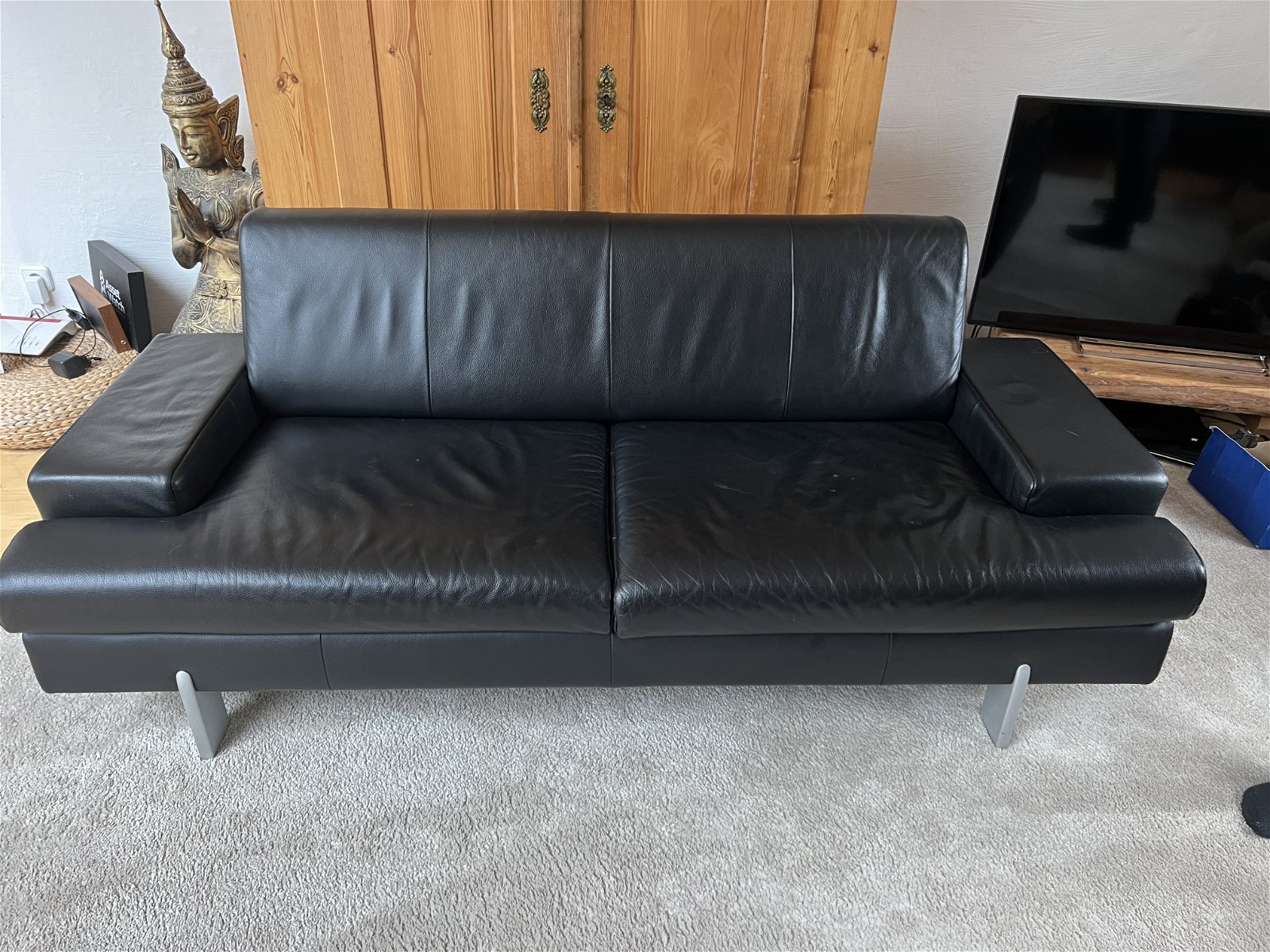 Rolf Benz Leder Couch 644 Leather - Tweedehands