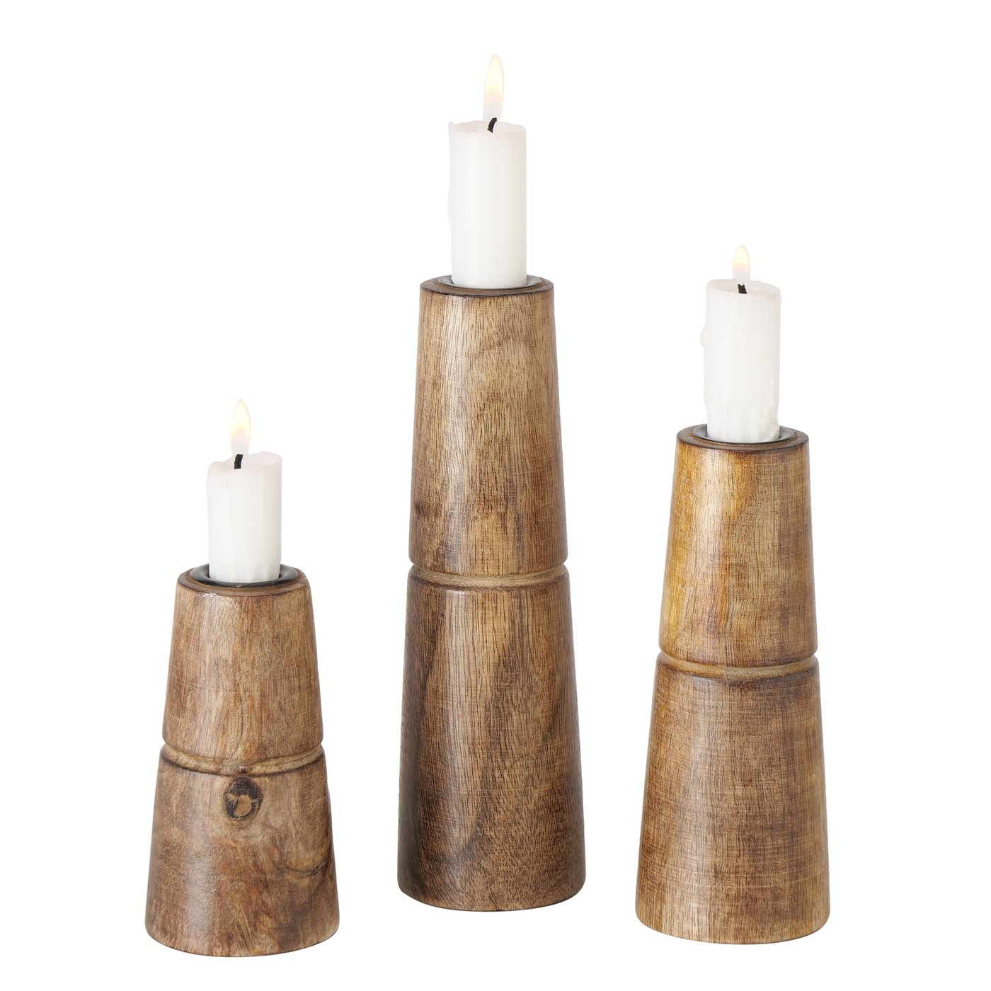 Boltze - Kerzenständer Hotou 3-teiliges Set Kerzenhalter Holz stilvolles Design