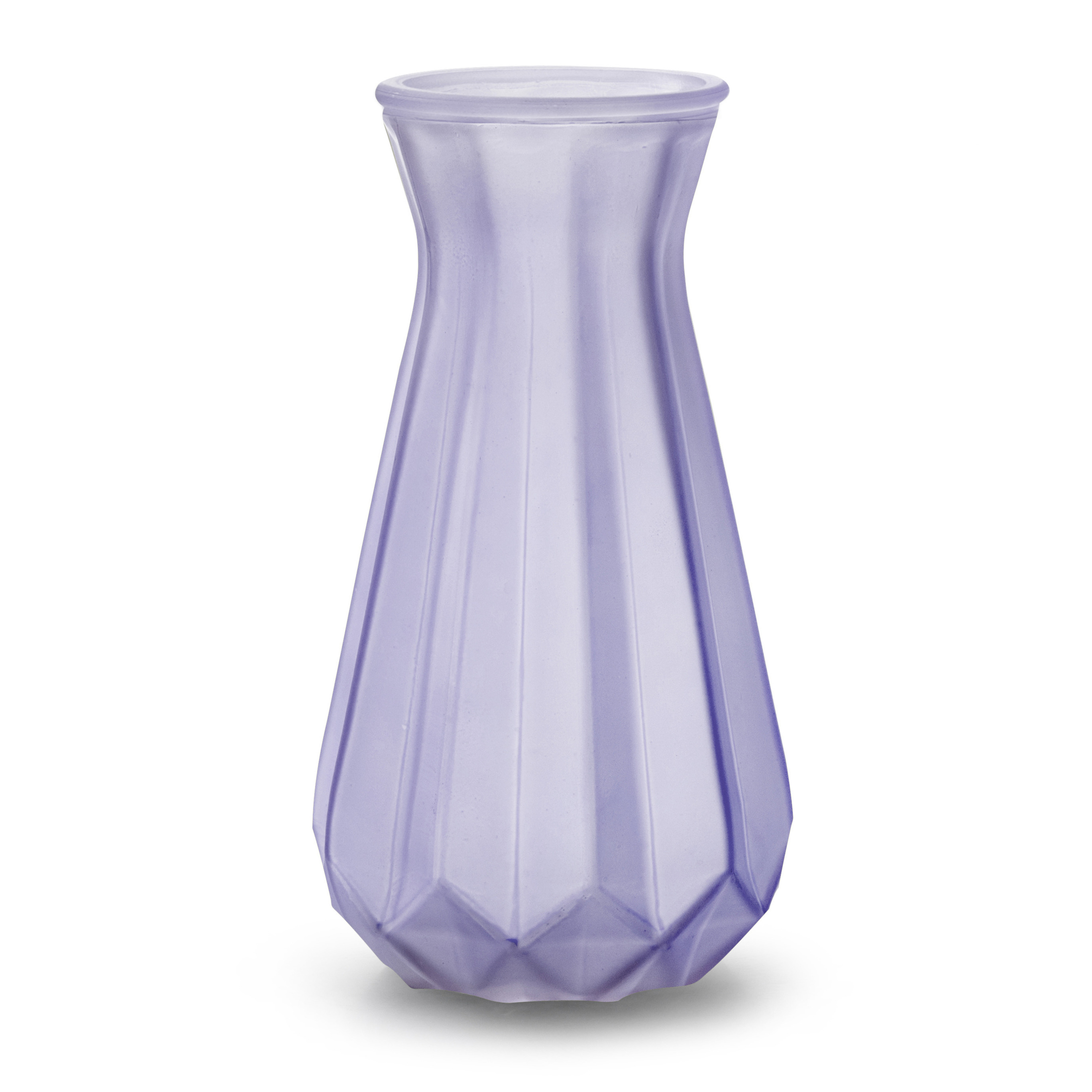 Jodeco Bloemenvaas - lila paars/transparant glas - H18 x D11.5 cm -
