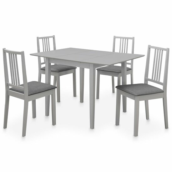 VidaXL Eethoek Wilma 4 stoelen met tafel grijs uitschuifbaar