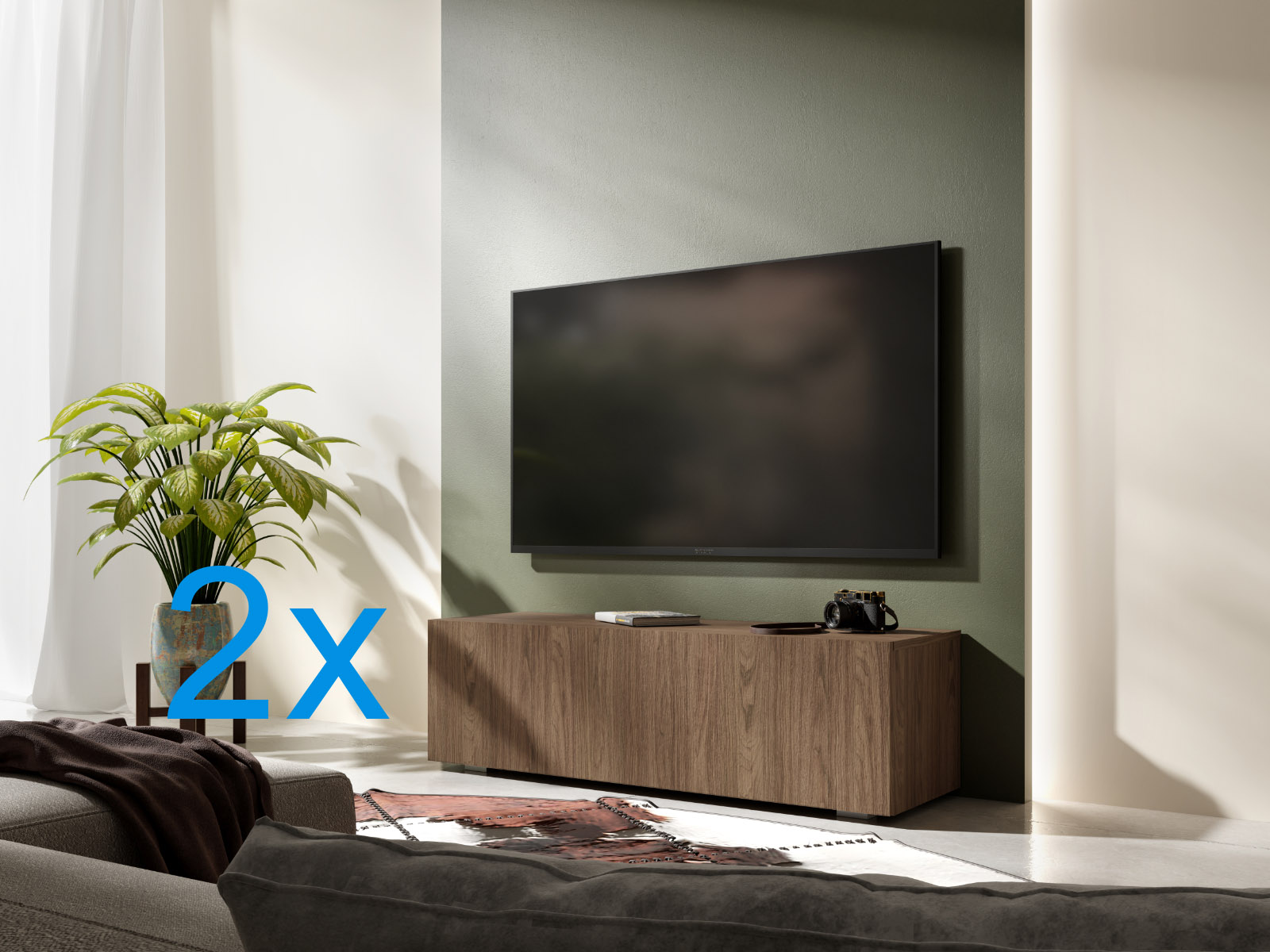 Mobistoxx Tv-meubel KINGSTON 2 klapdeuren 210 cm walnoot