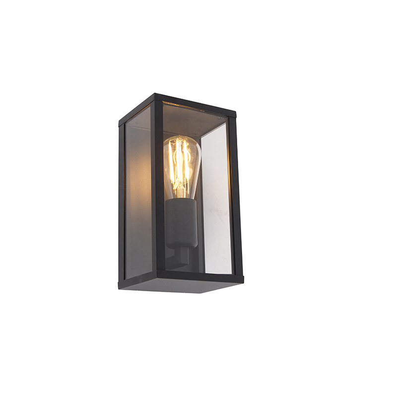 QAZQA Industriële wandlamp zwart 26 cm IP44 - Charlois